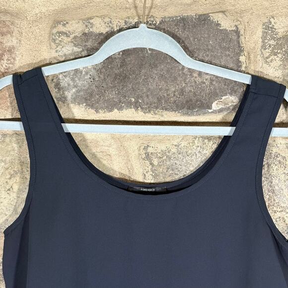 Forever 21 Cropped Tank Top Juniors Small Navy Blue Lightweight Boxy Semi-Sheer - Picture 3 of 12